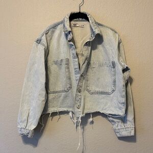Zara Faded Blue Cropped Denim Jacket